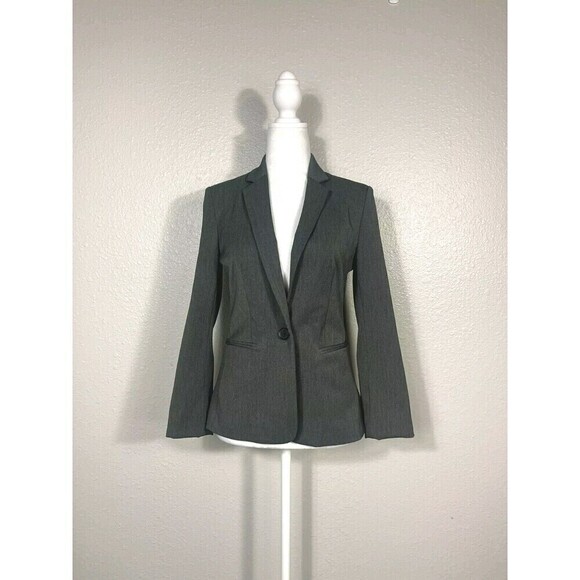 Express Size 2 Blazer One Button Charcoal Gray Speckled - Picture 1 of 9